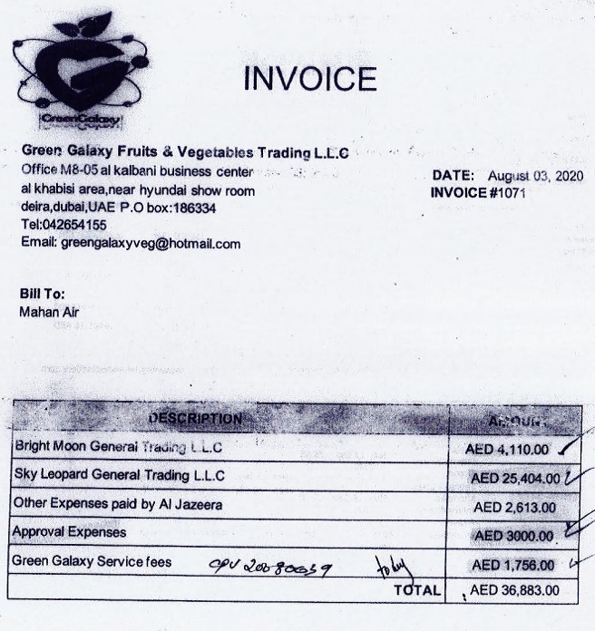 Green galaxy fruits invoice